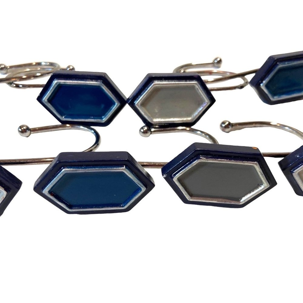 Modern Shower Curtain Rings Blue and Grey
